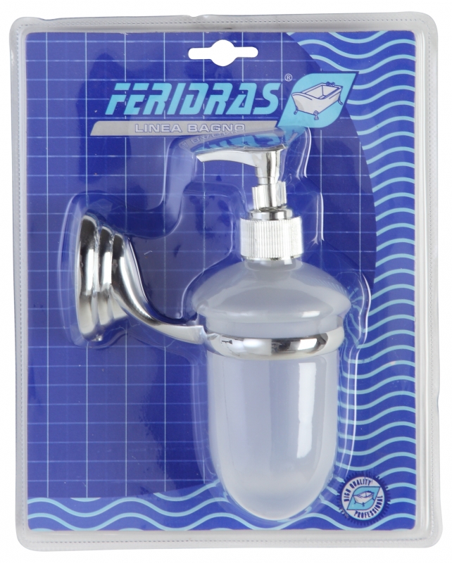 Portadispenser in acciaio vetro satinato con piastrine in acciaio antiruggine linea facile Feridras 091008-b