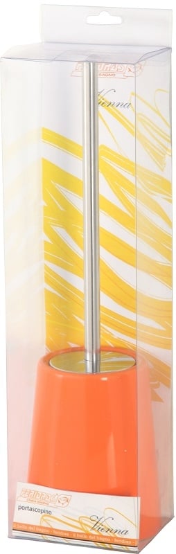Portascopino in ceramica lucida e acciaio cromato arancio linea vienna Feridras 149022-b