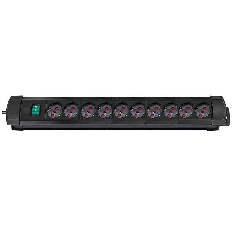 Multipresa in plastica 10 posti con interruttore 58 cm nero Premium Brennenstuhl