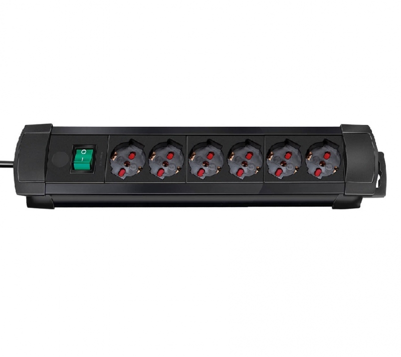 Multipresa in plastica 6 posti con interruttore 47 cm Nero Premium Brennenstuhl