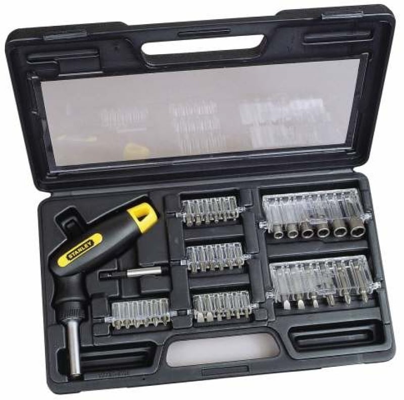 Cacciavite portainserti a cricchetto con 30 inserti e 6 bussole Stanley
