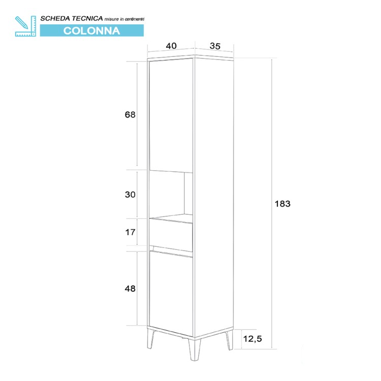 Colonna da bagno 40x183 cm rovere scuro con 2 ante Mondo 2.0 Feridras