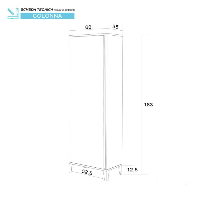 Colonna portascopa da bagno 60x183 cm rovere chiaro Mondo 2.0 Feridras