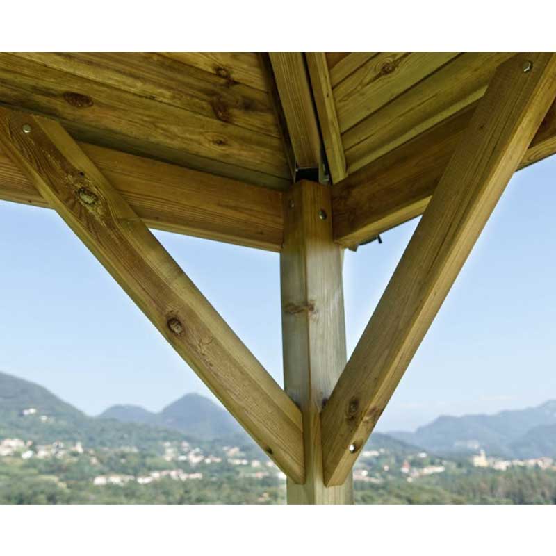 Gazebo in Legno Etna 315 x 315 Cm Con Tegole Losa Legnami