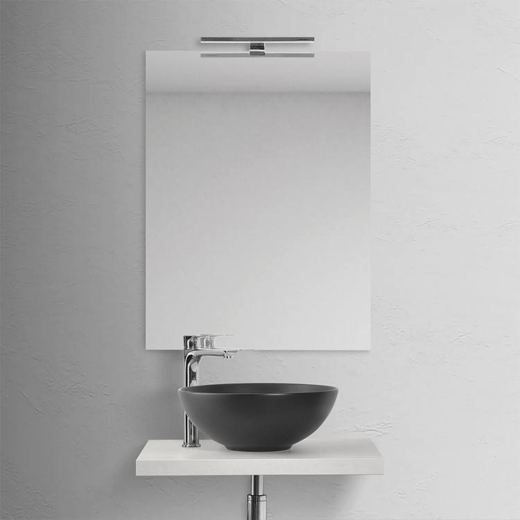 Lavabo da appoggio tondo 40cm in ceramica nero matto Feridras