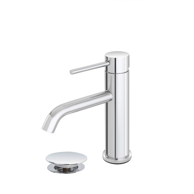 Miscelatore per lavabo in acciaio inox cromato con piletta Nuego Feridras