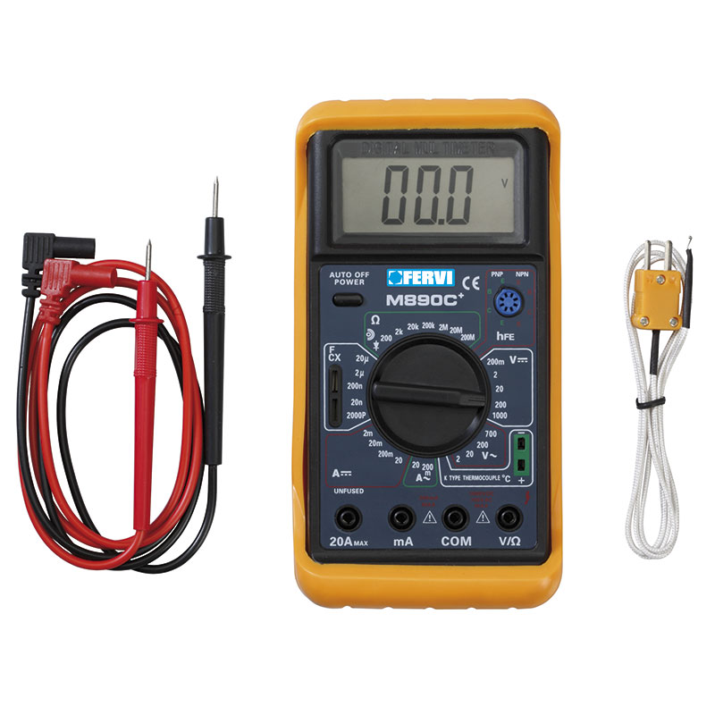 Multimetro digitale con sonda temperatura Fervi T050