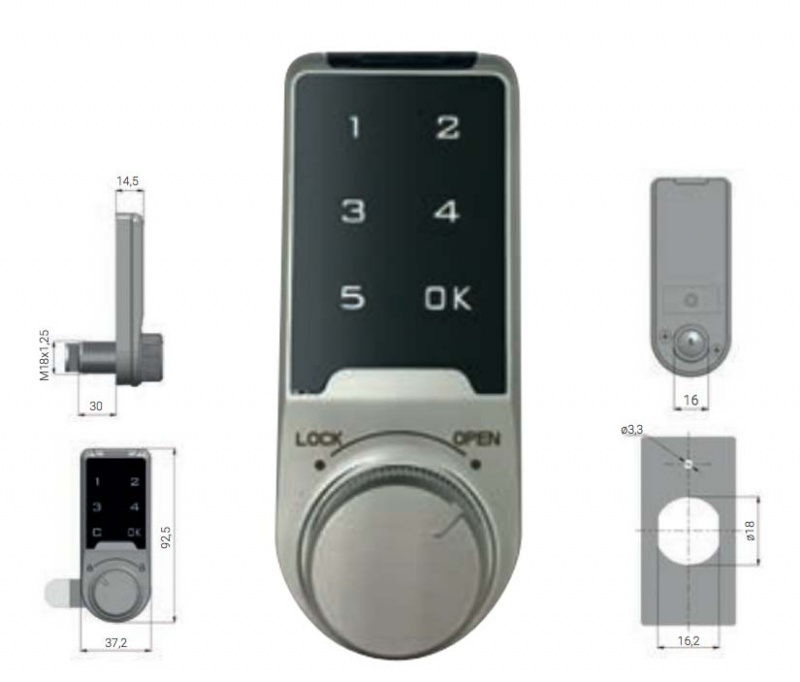 Serratura elettronica per armadi Slim lock Arregui 5 cifre