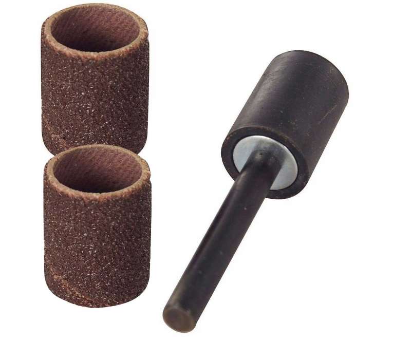 Set 2 cilindri abrasivi P60 con albero per Dremel Trio TR407