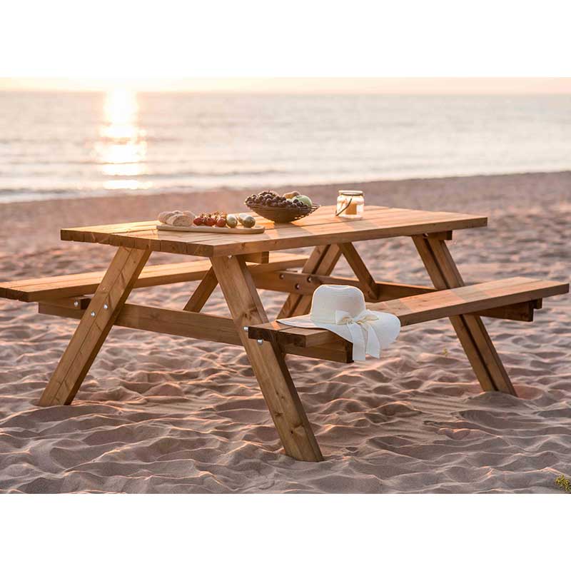 Tavolo da picnic 177x154cm in legno di pino con panche Oasi Losa Legnami