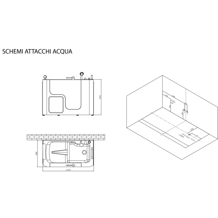 Vasca da bagno con sportello 130cm Velar Feridras