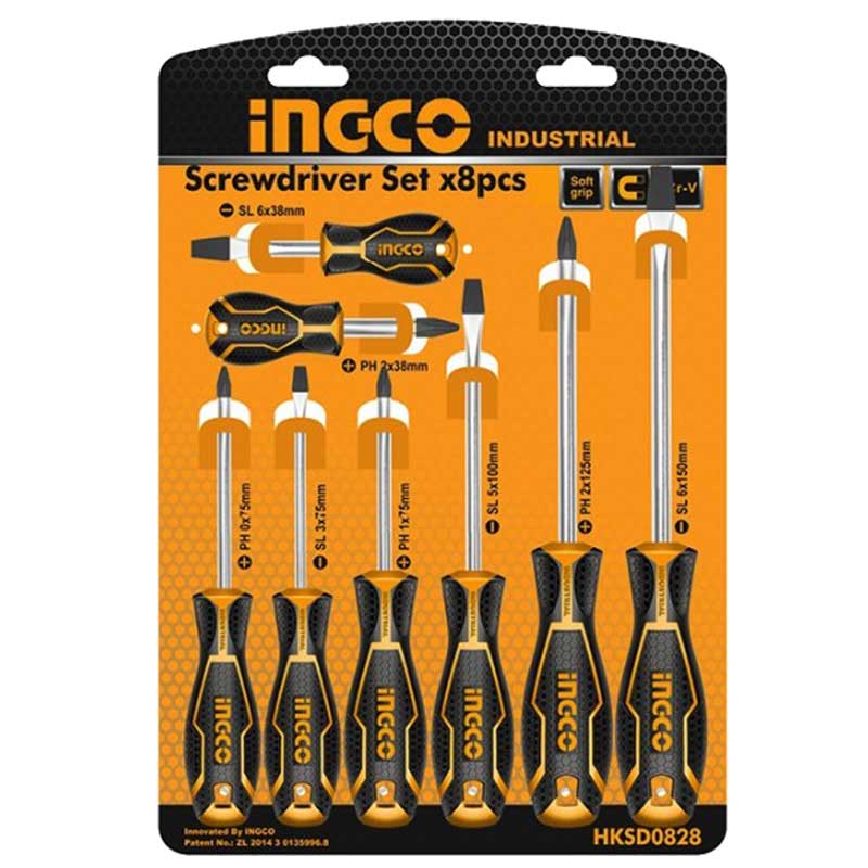 Serie di 8 cacciaviti misti Ingco HKSD0828