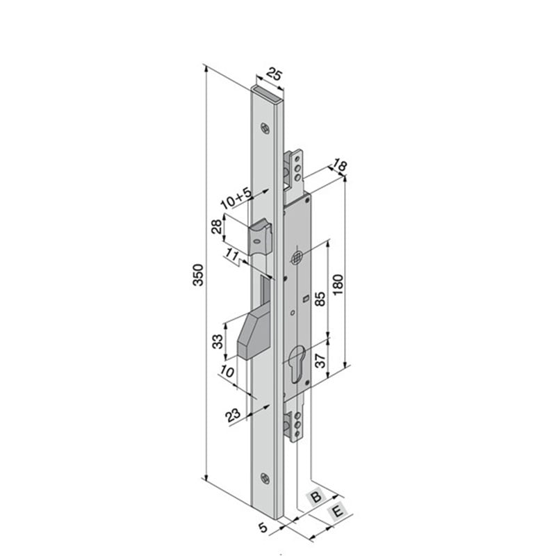 Serratura per porte in alluminio 30 mm Welka 16030100