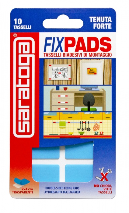 Tasselli biadesivi di montaggio Saratoga Fix pads 10 pz