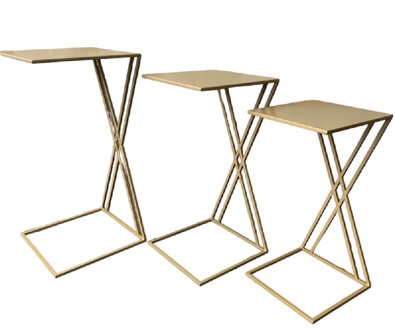 Tavolini in metallo per eventi set 3 pz Star Made in Italy