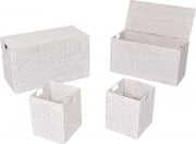 Ceste portaoggetti In Giacinto d'acqua intrecciato Con Coperchio Set 4 Pz Bianco