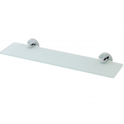 Mensola cromata vetro satinato 50 cm con piastrine in acciaio antiruggine linea bora Feridras 607018