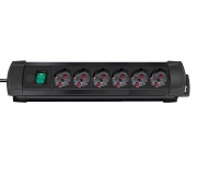 Multipresa in plastica 6 posti con interruttore 47 cm Nero Premium Brennenstuhl