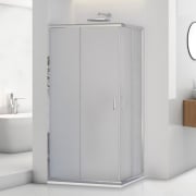 Box doccia angolare cromato H195cm con vetro stampato T-Special Feridras