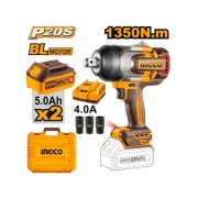 Avvitatore ad impulsi 1350 Nm 20V (2x5.0Ah) quadro 3/4 Ingco CIWLI20135E