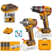 Trapano a percussione con 2 batterie e avvitatore ad impulsi Ingco CKLI20275E